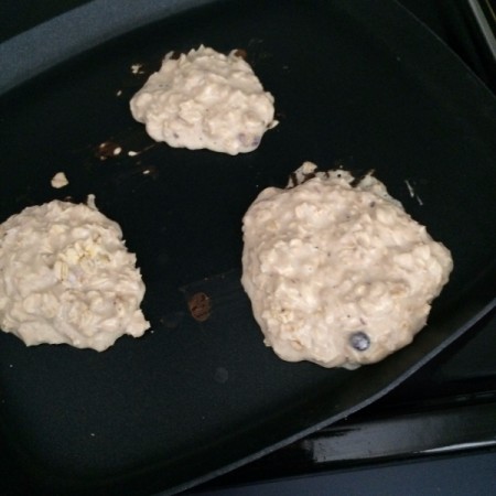 cooking pancakes on a griddle