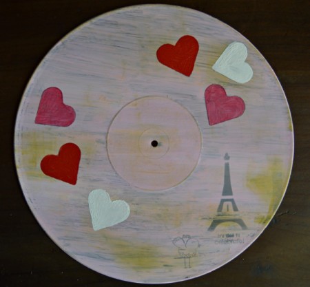 Love You Madly Vinyl Record Underplate   - trace on heart shapes and paint