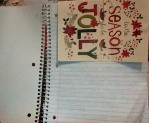 Using a Christmas Card as a Notebook Divider