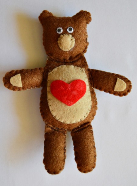 "I Heart You" Felt Teddy Bear