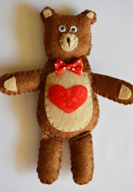 "I Heart You" Felt Teddy Bear
