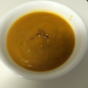A bowl of ginger-pumpkin soup.