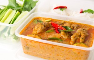 Thai food in a plastic container