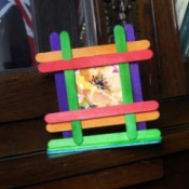 finished frame made from multicolor sticks