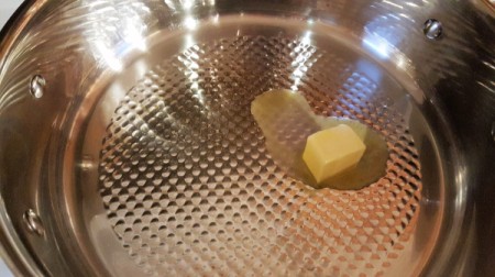 Healthy Breakfast Burritos - butter in a pan