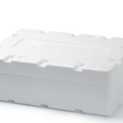 White Styrofoam box on a white background
