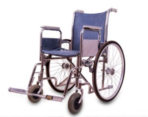 Purple Wheelchair against a white background