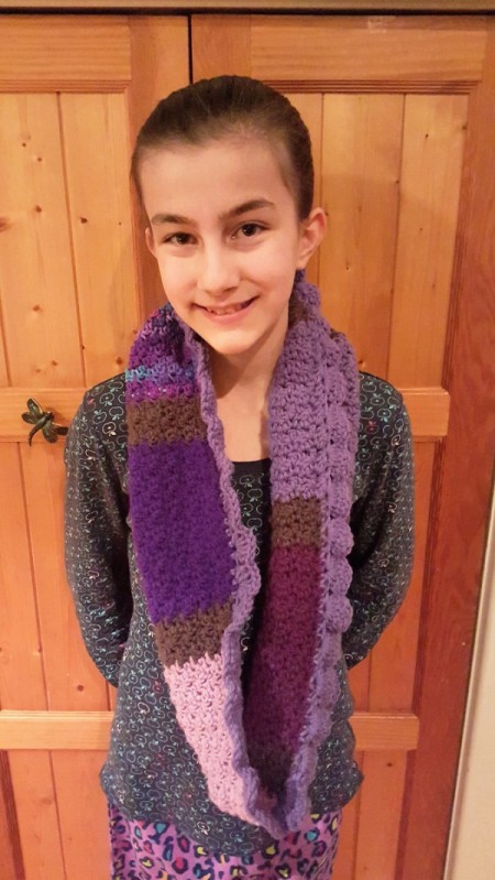 Child's Scrap Yarn Crochet Infinity Scarf | ThriftyFun