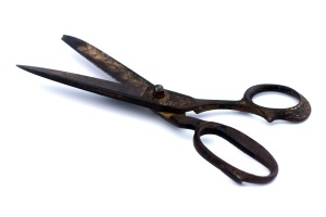 An old and rusty pair of scissors