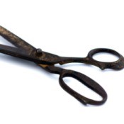 An old and rusty pair of scissors