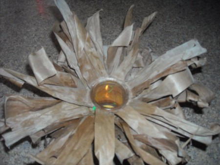 Dried Banana Leaves Candleholder