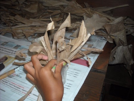 Dried Banana Leaves Candleholder