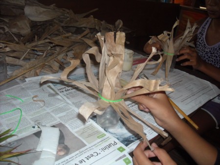 Dried Banana Leaves Candleholder