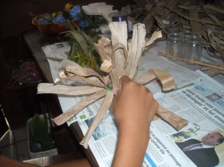 Dried Banana Leaves Candleholder