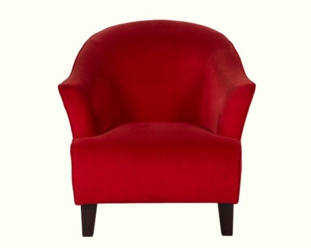 Red fabric Club Chair against white background