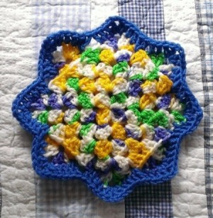 colorful crocheted coaster