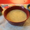 A bowl of split pea soup.