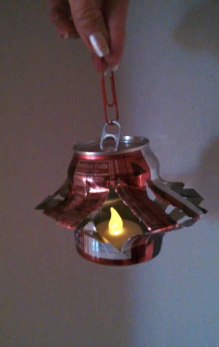Soda Can Lantern as Outdoor Decor