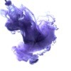 Purple dye distributing in clear water (white background)