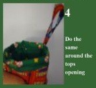 Adding the hanger to the stocking.