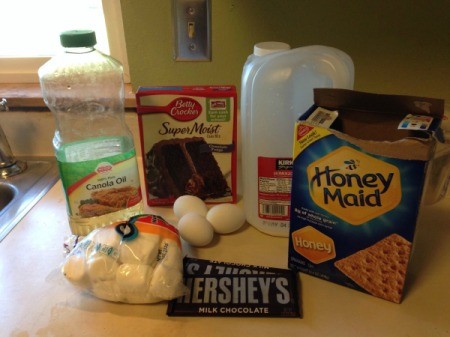 The ingredients for s'mores cupcakes.