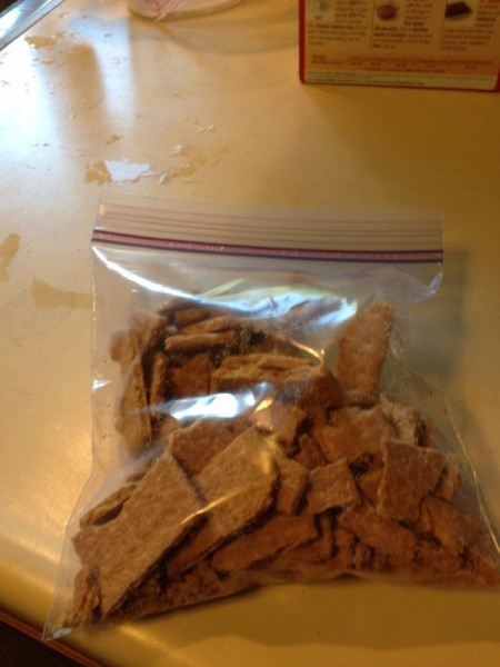 Graham crackers in a zip top bag.