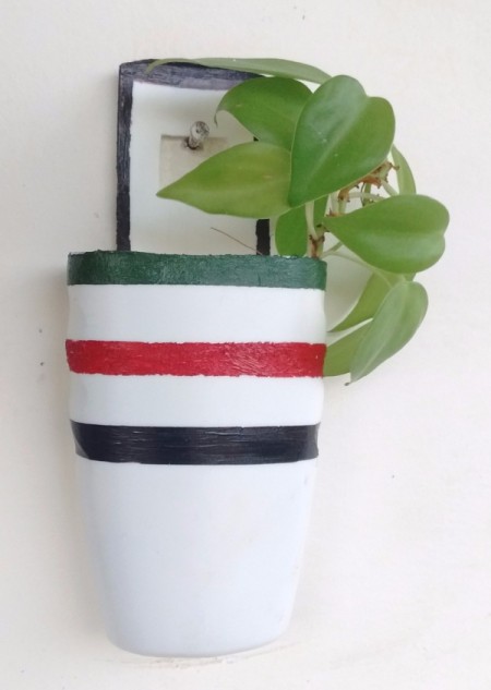 Upcycled shampoo bottle planter