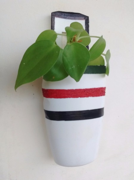 Upcycled shampoo bottle planter