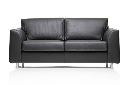 black leather couch on a white background