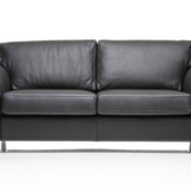 black leather couch on a white background