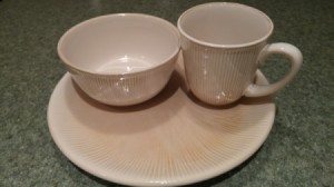plate, bowl, and mug