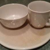 plate, bowl, and mug