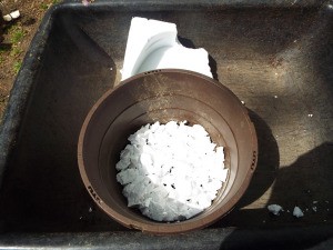 Styrofoam in plant pot