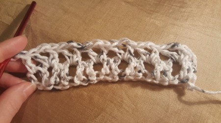Crocheted V-Stitch Dishcloth - in progress
