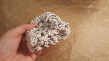 Crocheted V-Stitch Dishcloth - crumpled for use as a dishcloth