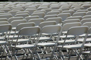 Rows of folding chairs