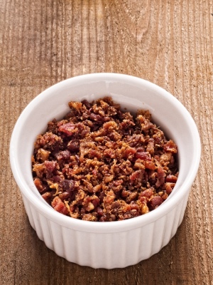 Close up image of diced bacon