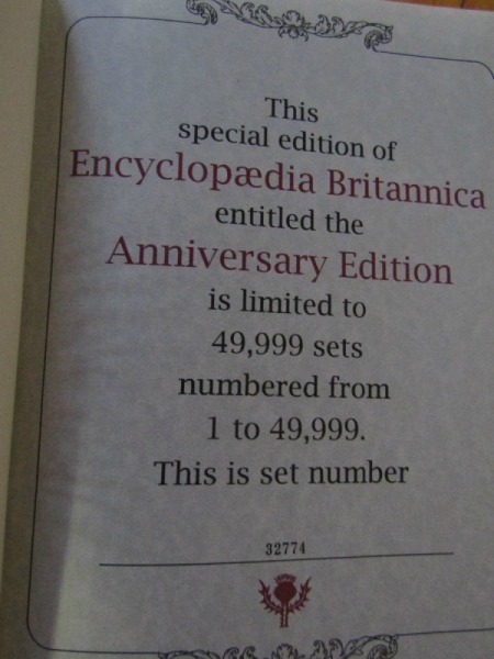 Value of Encyclopedia Brittanica 15th Edition