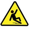 Warning sign showing a stick figure slipping