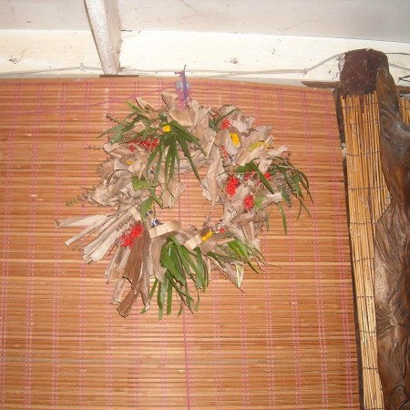 Dried Banana Leaves and Flower Wreath