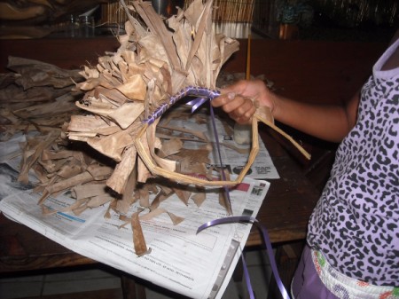 Dried Banana Leaves and Flower Wreath