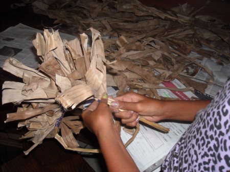 Dried Banana Leaves and Flower Wreath