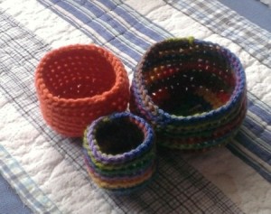 three small nesting baskets