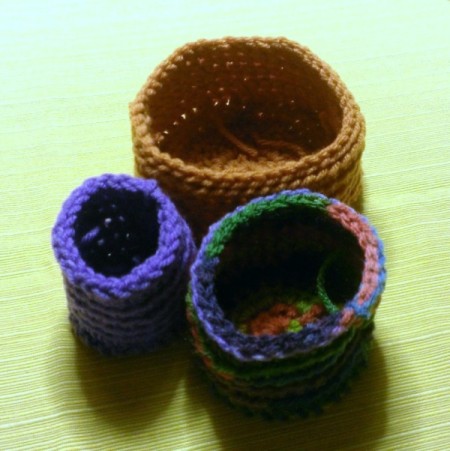 Crocheted Nesting Baskets in Two Versions