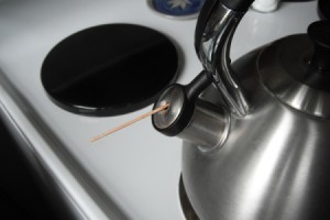 toothpick in tea kettle steam hole