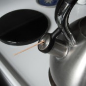 toothpick in tea kettle steam hole