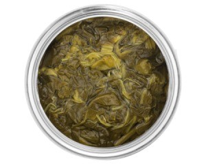 Top view of a aluminum can containing spinach