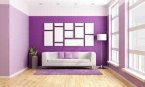 Living room with Bright Purple painted walls