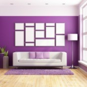 Living room with Bright Purple painted walls