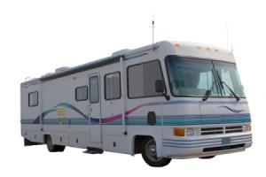Motorhome against a white background